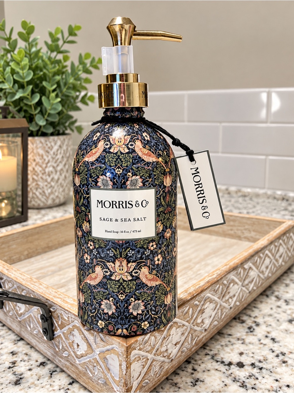 William Morris & Co Sage & Sea Salt Decorative Hand Soap Dispenser NEW